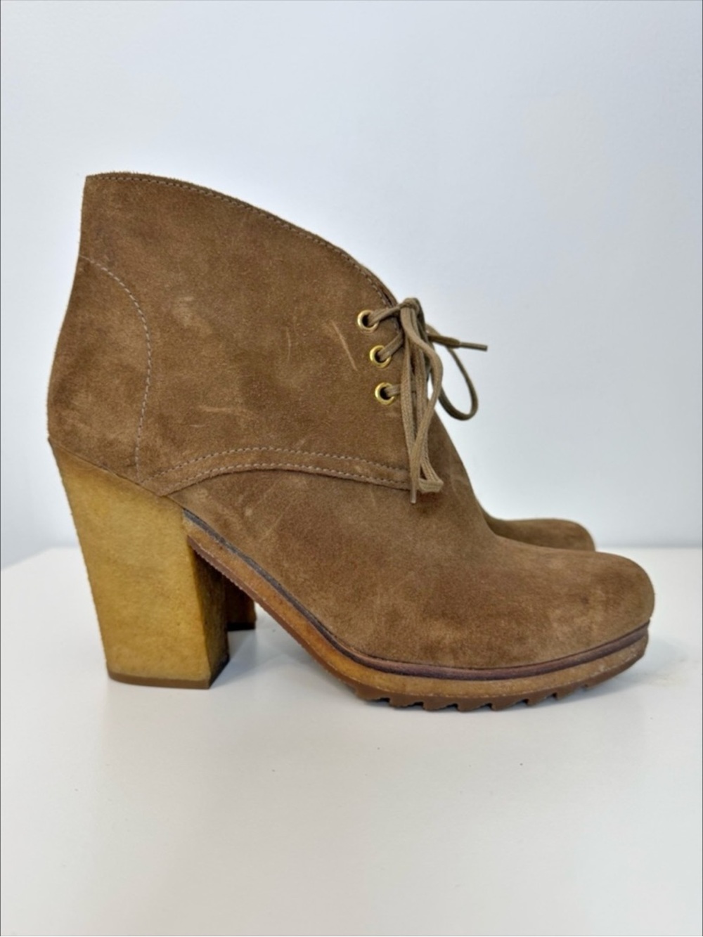 Prada Sport Milano Cuede Lace Up Ankle Boots 3T5110 Red Line 39.5 Vintage